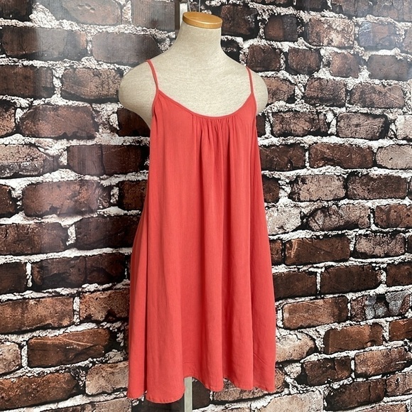 Elan Dress Women's Small Orange Mini Flare Dress Spaghetti Straps Pockets - Picture 8 of 17